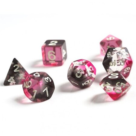 Sirius Dice Sirius Dice SDZ000201 Sirius Dice - Translucent Pink; Clear & Black - Set of 7 SDZ000201